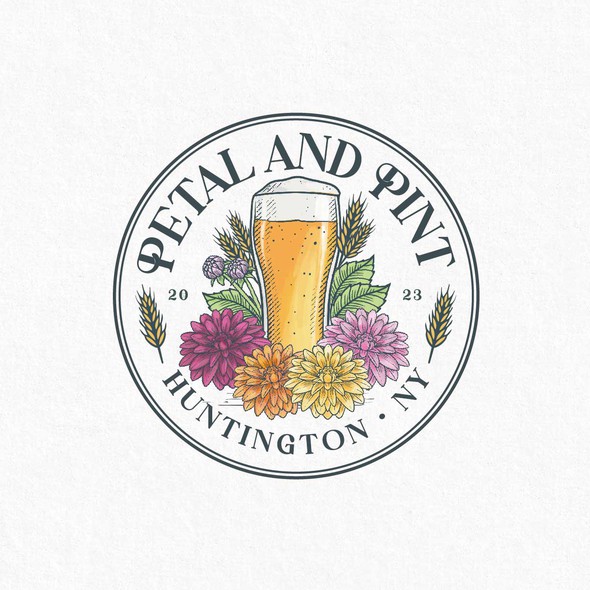 Beer design with the title 'Petal and Pint'