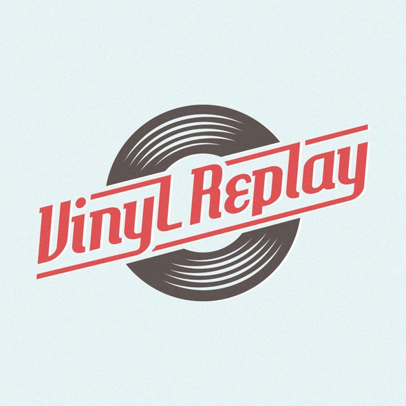 Vinyl design with the title 'Rock and roll logo for Vinyl Replay'