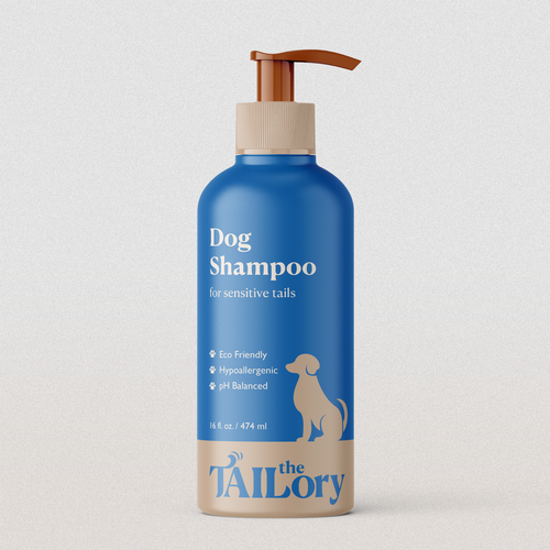 Shampoo packaging with the title 'The Premium Dog Shampoo Bottle Design'