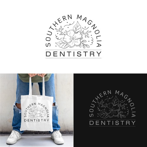 Floral brand with the title 'Southern Magnolia Dentistry'