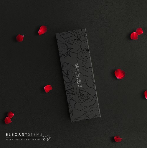 Brand packaging with the title 'Premium Roses Brand Package Design'