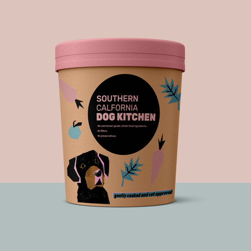 Kraft paper packaging with the title 'Frozen Dog Food Packaging'