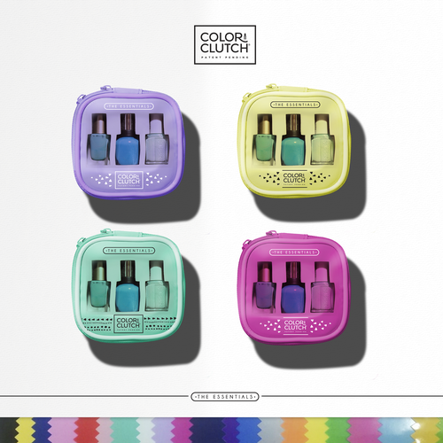 Nail design with the title 'Color Clutch - case designs'