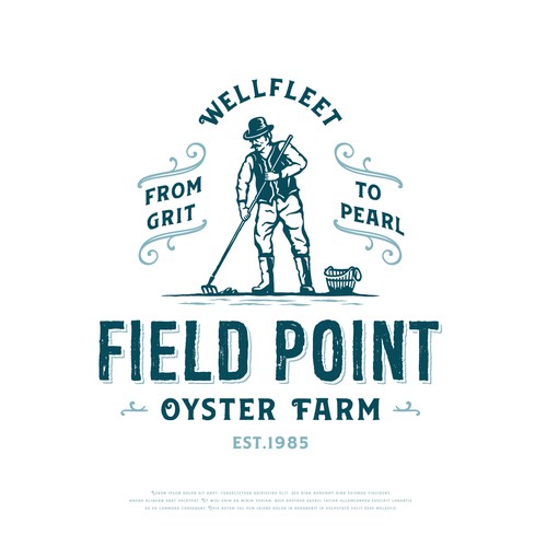 Illustration brand with the title 'Field Point oyster farm'