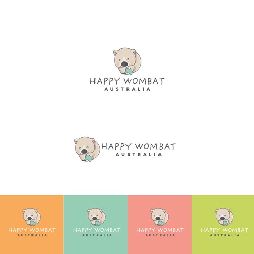 Baby clothing logo with the title 'Happy wombat'