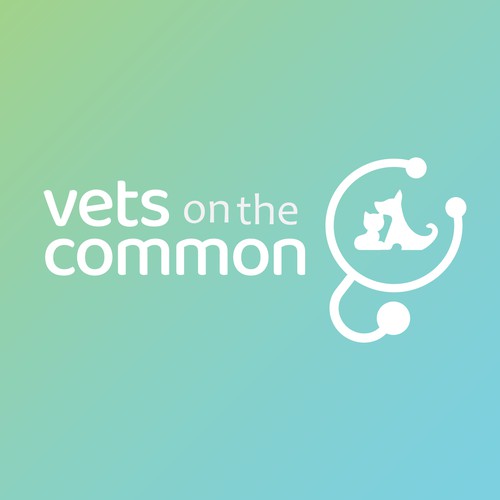 Stethoscope logo with the title 'Pastel Gradient Logo for a Vet Clinic'