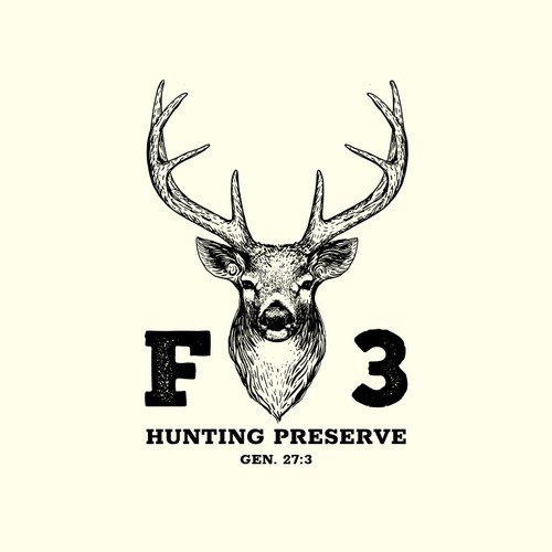 Deer hunting logo with the title 'F3 Hunting Preserve'