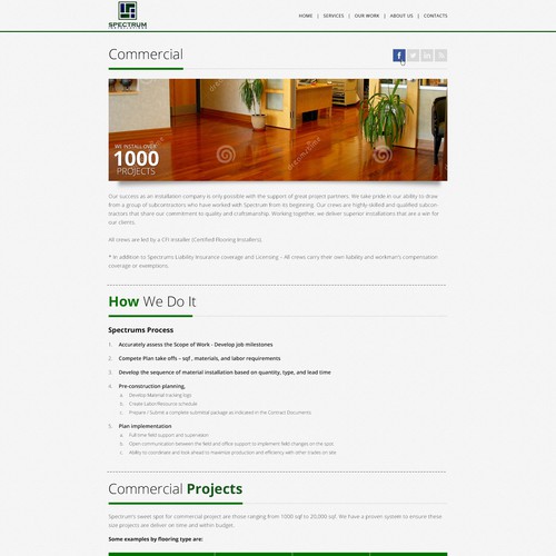 Floor design with the title 'Spectrum Installation   First web site  a new ball game'