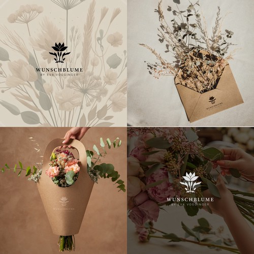 Floral logo with the title 'Logo for Wunschblume by Eva Vogginger'