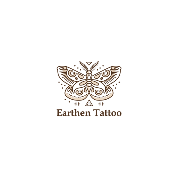 Earthy logo with the title 'Moth Design for Tattoo Shop'