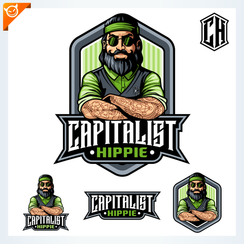 Cartoon lash logo with the title 'Capitalist Hippie logo design'