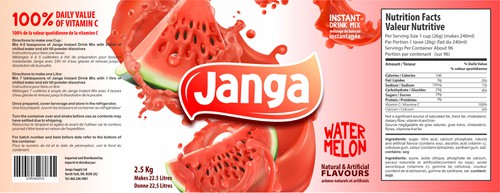 Juice packaging with the title 'Packaging design for Janga instant drink mix'