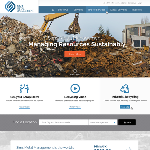 Infographic website with the title 'Design for Sims Metal Management'