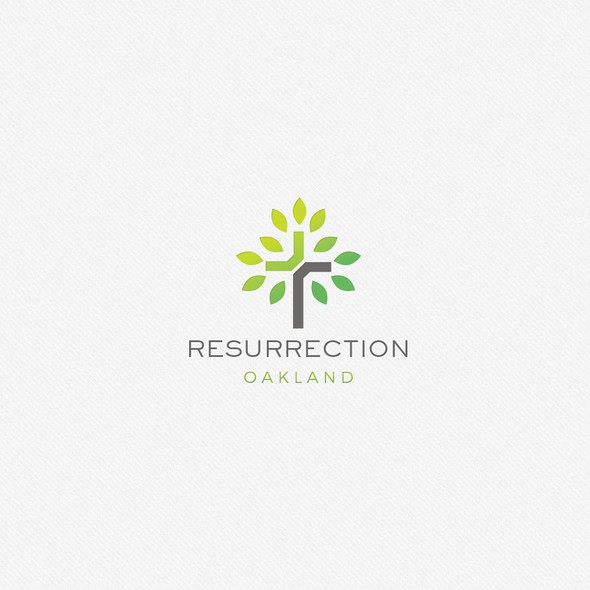 Tree and church logo with the title 'Resurrection oakland'