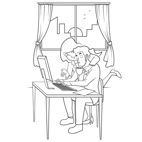 Coffee shop artwork with the title 'morning cofee'