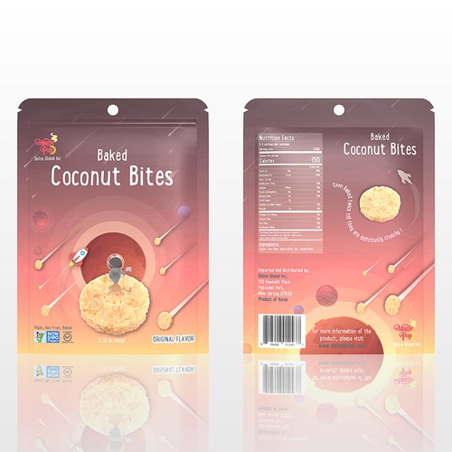Coconut packaging with the title 'Coconuts from space'