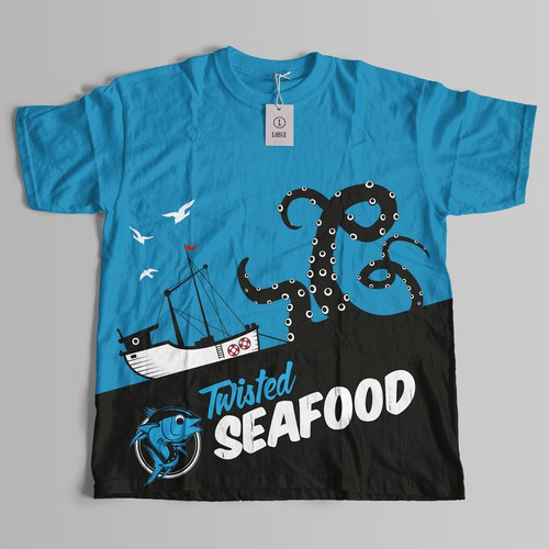 Fish t-shirt with the title 'Twisted Seafood T-shirt'