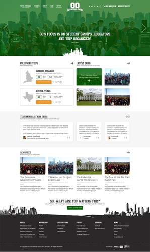 Bootstrap website with the title 'Design a fun, responsive site for an experiential Educational Travel Company'