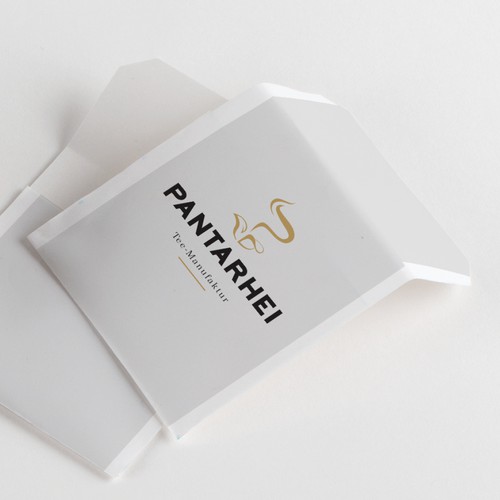 Corporate design logo with the title 'Logo für eine Tee-Manufaktur in der Schweiz'