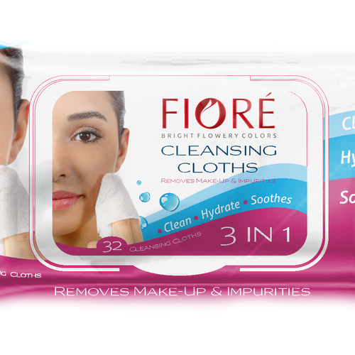 Pharmaceutical packaging with the title 'Packaging for cleansing cloths.'