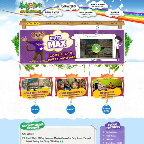 Children's website with the title 'Monkey Play'