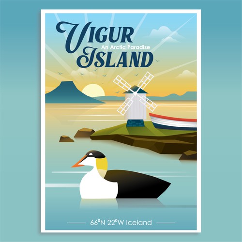 Windmill design with the title 'Vintage Poster Design'