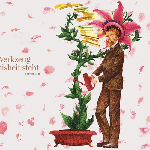 Flower artwork with the title 'Homepage illustration for Juwelen publishing house'