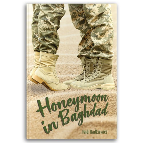 Creative book cover with the title 'Sweet cover proposal for a book about a young couple in the National Guard'