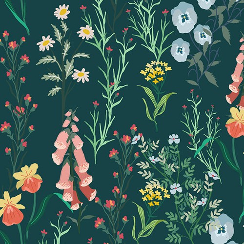 Botanical illustration with the title 'Vintage Flower Illustration for Recipes Tin'