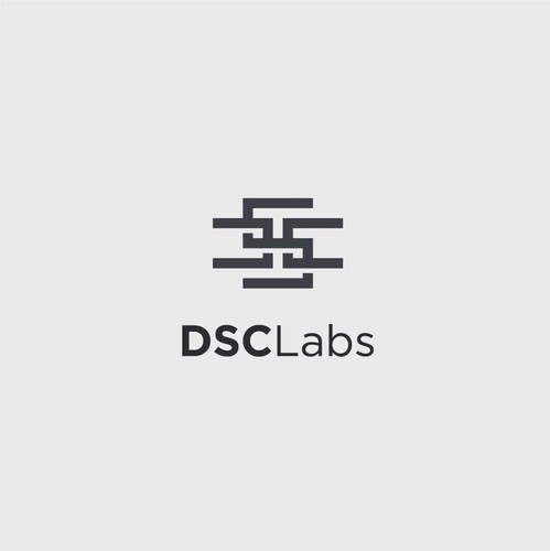 Ambigram logo with the title 'Bold logo concept for DSC Labs'