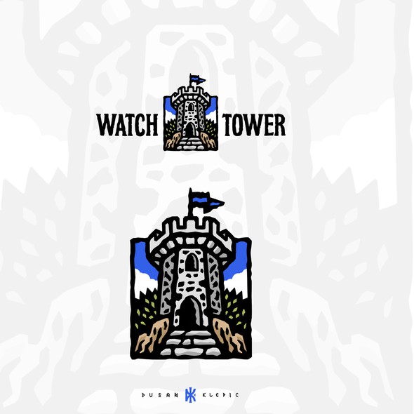 Fantasy logo with the title 'Watchtower - Toys And Games'