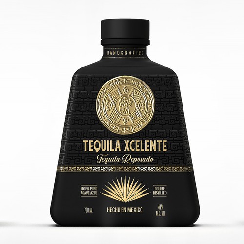 3D rendering design with the title 'Luxurious design for our premium spirit "Tequila Xcelente"'