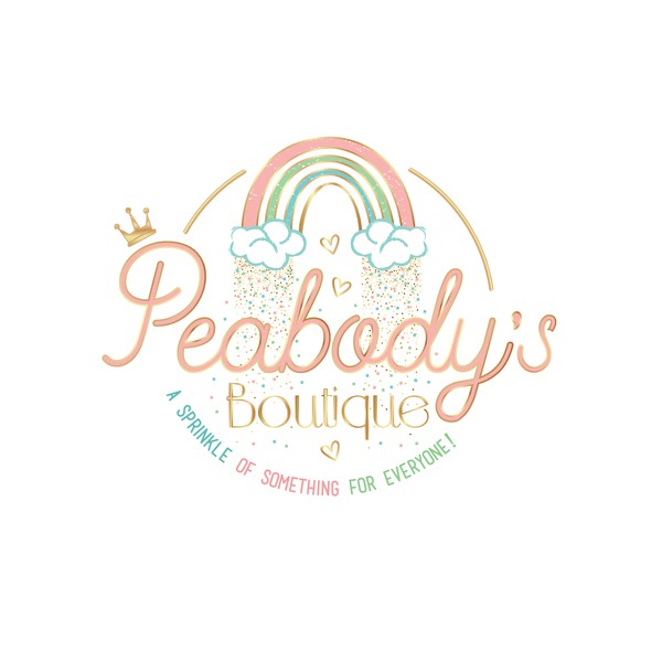 Rainbow logo with the title 'Girly Kids Boutique with a touch of gold'