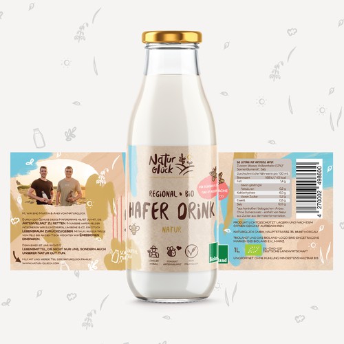 Organic label with the title 'Organic oat drink label'