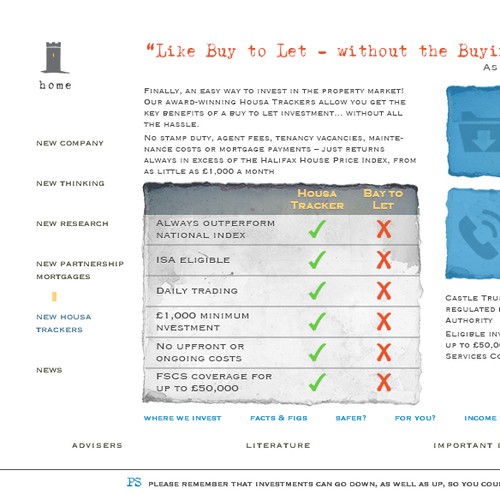 Whitespace design with the title 'Landing page for investments company'