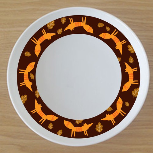 Plate design with the title 'Fox and Autumn'