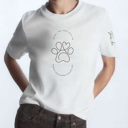 Cat t-shirt with the title 'Minimalist Paw & Heart Logo T-Shirt for Pet Lovers - THIS DESIGN IS FOR SALE'