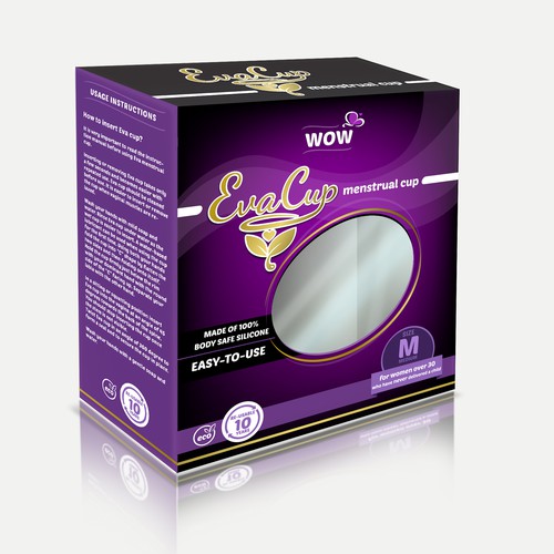 Logo packaging with the title 'Menstrual cup packaging & logo.'