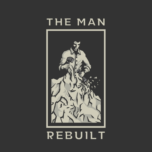 Sculpture logo with the title 'Logo for "The Man Rebuilt"'