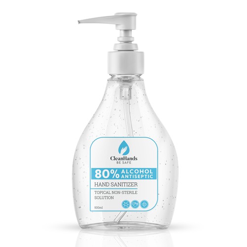 Safety design with the title 'Label design for Hand Sanitizer'