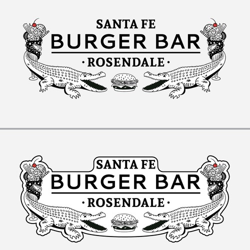 Alligator logo with the title 'Logo Concept for Santa Fe Burger Bar - Fourth Pass'