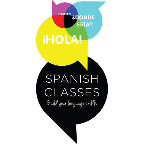 Speech design with the title 'Vibrant Logo for Spanish Language School'