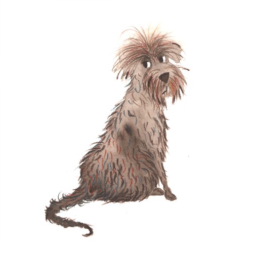 Book illustration artwork with the title 'Dog character'