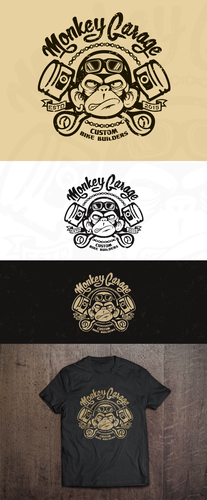 Aviator logo with the title 'create a cool & nice, old school, crazy ape logo for our Monkey Garage'