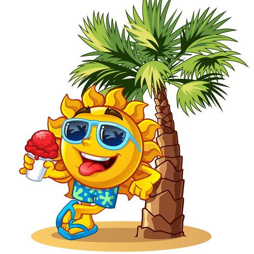 Cartoon artwork with the title 'Sunny's Italian Ice & Treats additional Poses'