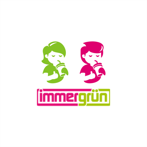 Couple logo with the title 'Redesign Immergrun Mascot'