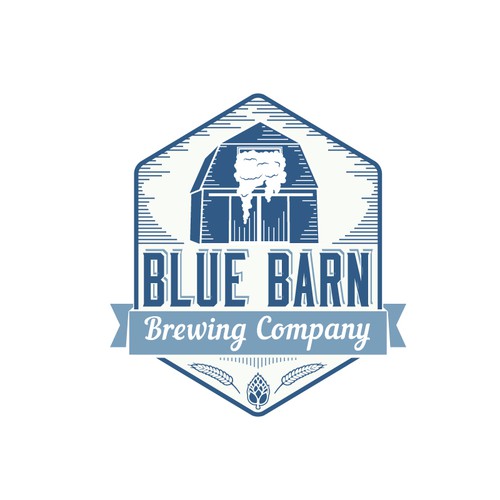 Barn logo with the title 'Blue Barn brewing logo'