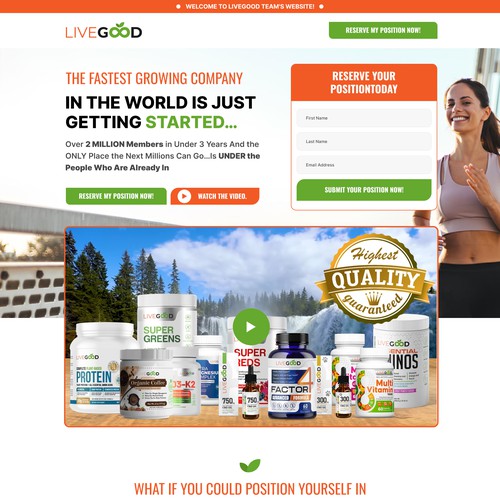 Fitness website with the title 'LiveGood'