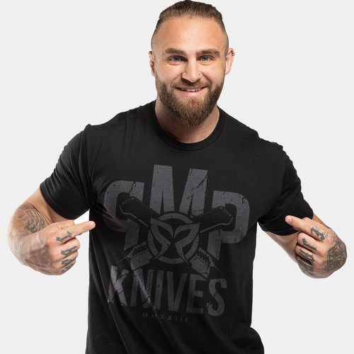 Industrial t-shirt with the title 'PMP Knives'