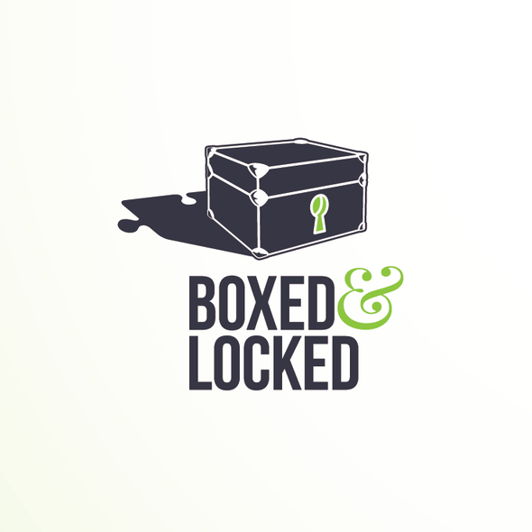 Jigsaw logo with the title 'Logo for Escape Room Concept, Boxed & Locked'